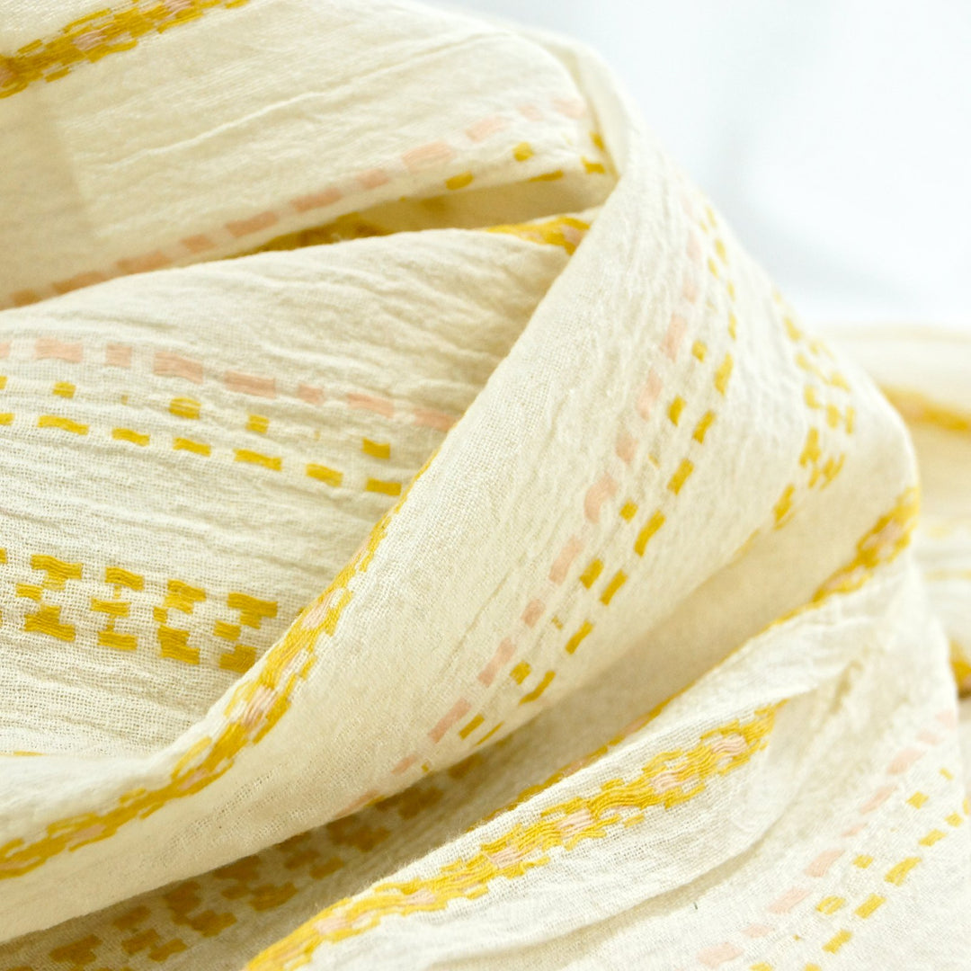 Neutral gauze fabric – lightweight cream textile for year-round sewing