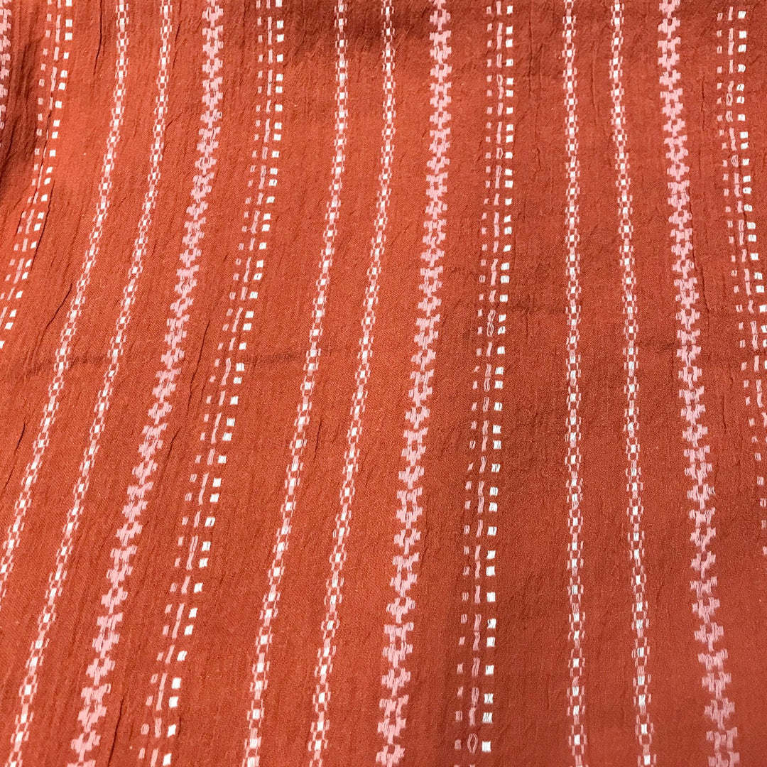 Sienna embroidered Indian cotton gauze – yarn-dyed lightweight fabric for boho sewing