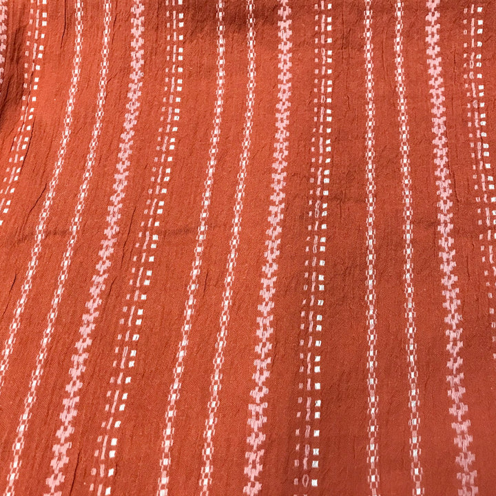 Sienna embroidered Indian cotton gauze – yarn-dyed lightweight fabric for boho sewing