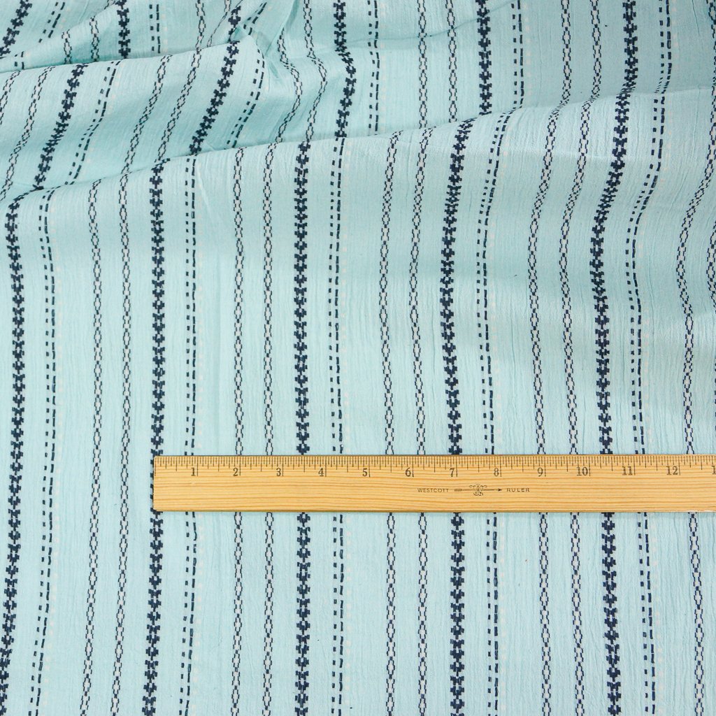 Sky blue embroidered Indian gauze – yarn-dyed cotton with artisan stitching