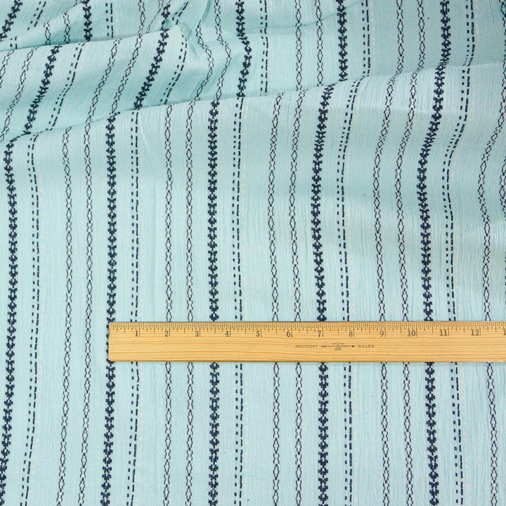 Sky blue embroidered Indian gauze – yarn-dyed cotton with artisan stitching