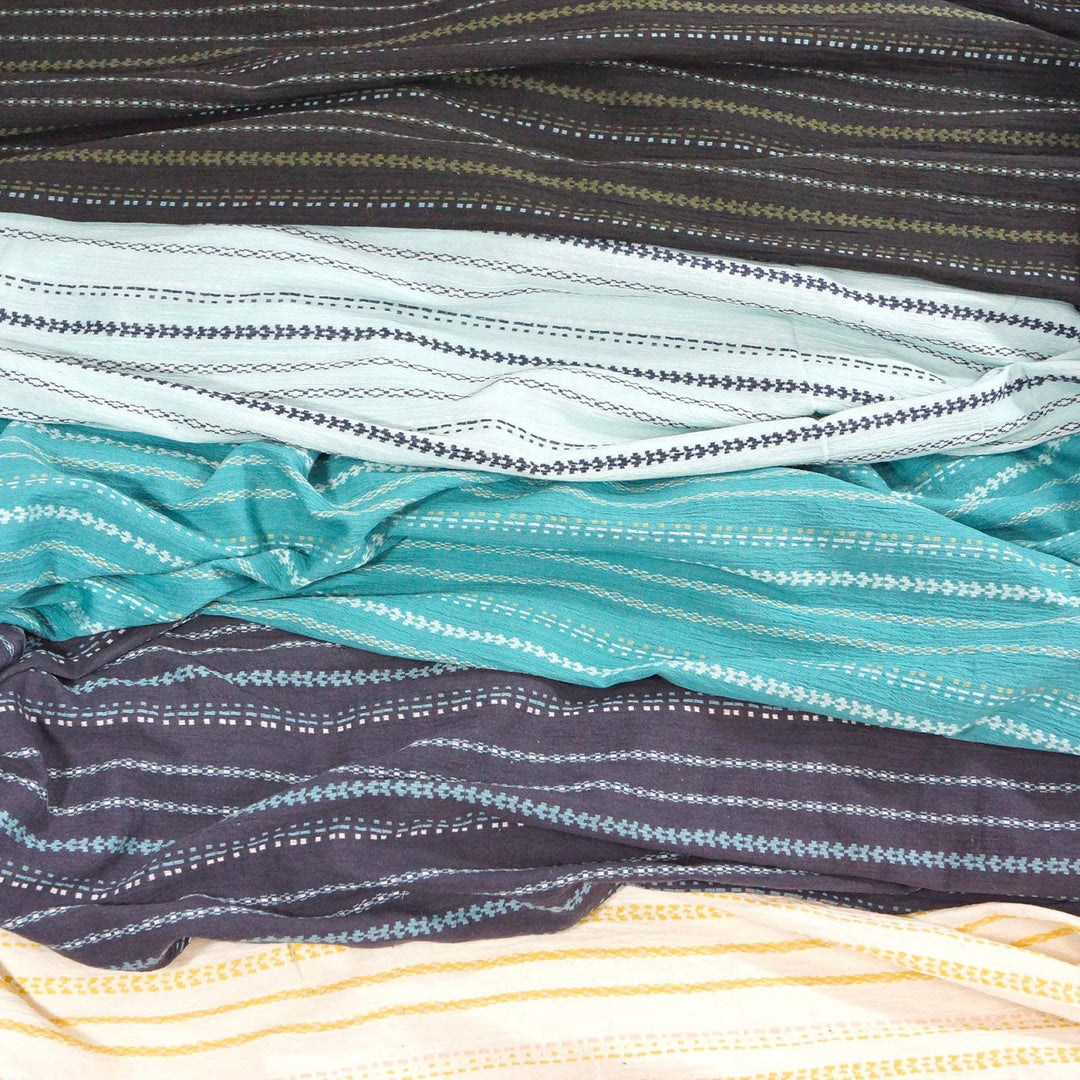 Sky blue embroidered Indian gauze – yarn-dyed cotton with artisan stitching