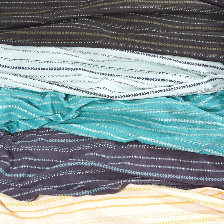 Sky blue embroidered Indian gauze – yarn-dyed cotton with artisan stitching