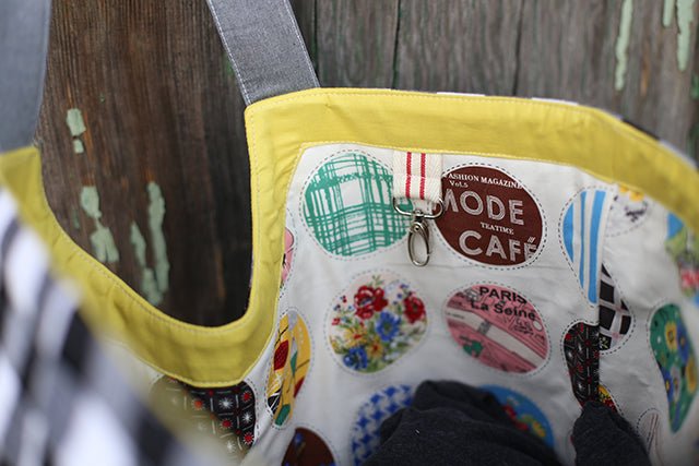Noodlehead Poolside Tote sewing pattern for DIY beach bag with pockets and room for towels