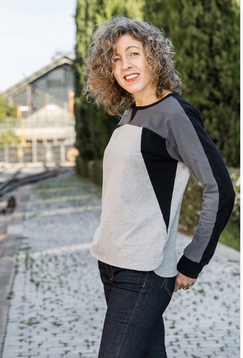 Liesl + Co Norde T-Shirt and Sweatshirt sewing pattern with color-blocked design and boxy fit