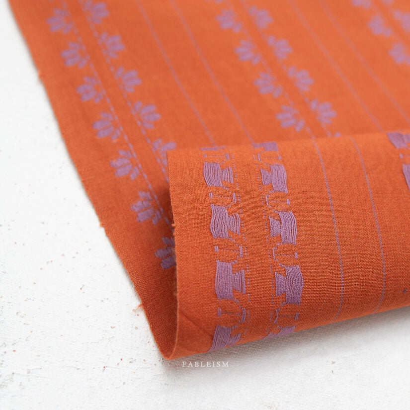 Cotton Woven - Deco Stripe in Spice