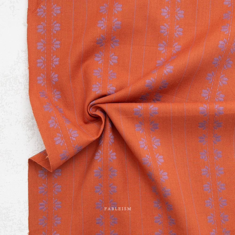 Cotton Woven - Deco Stripe in Spice