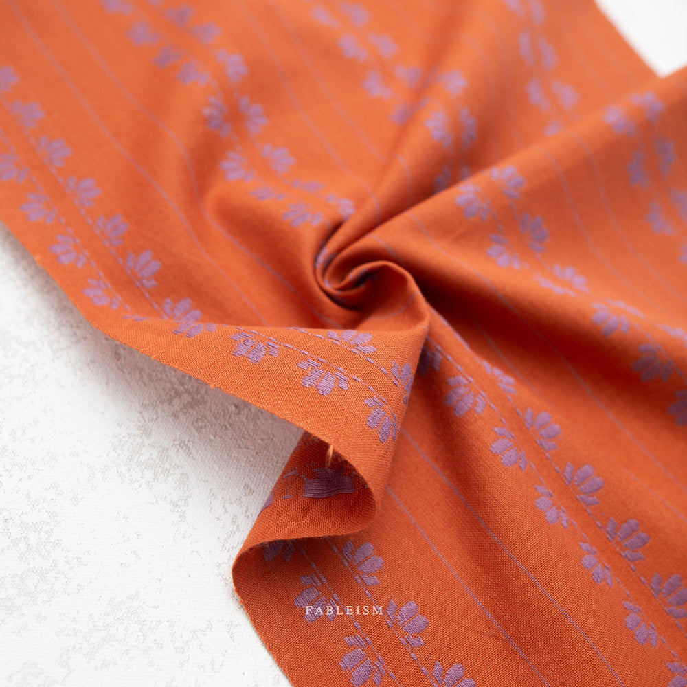 Cotton Woven - Deco Stripe in Spice
