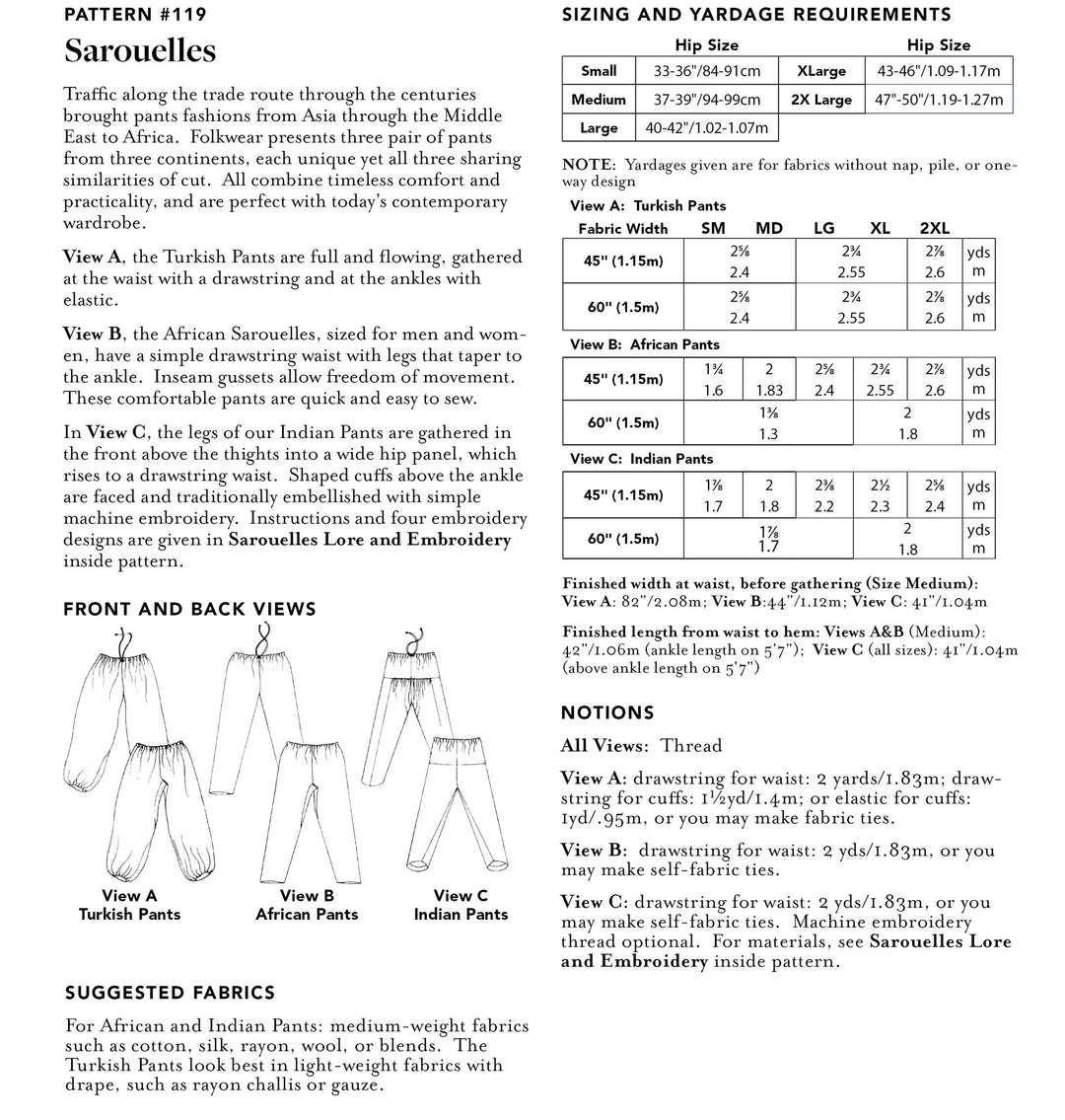 Pattern - Folkwear - Saroulles Pants