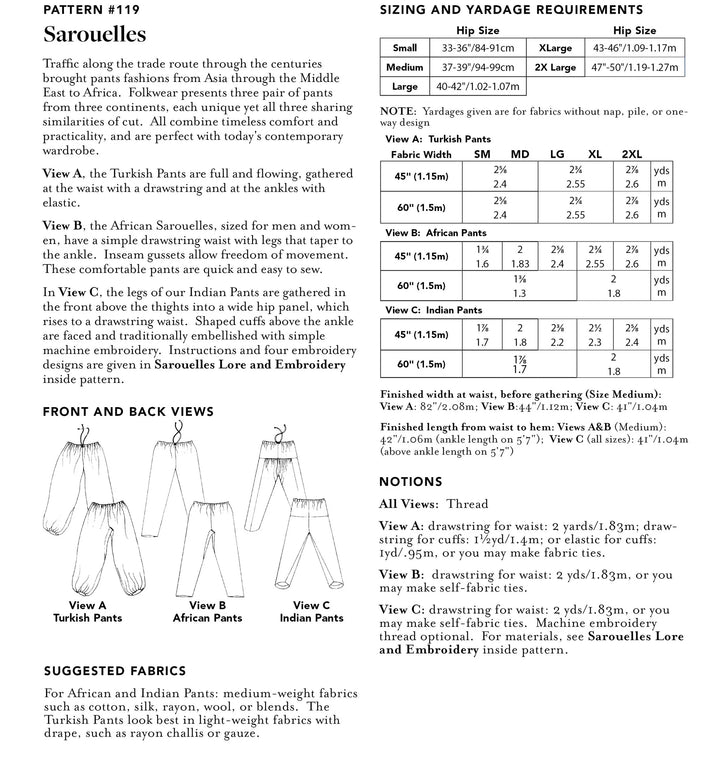 Pattern - Folkwear - Saroulles Pants