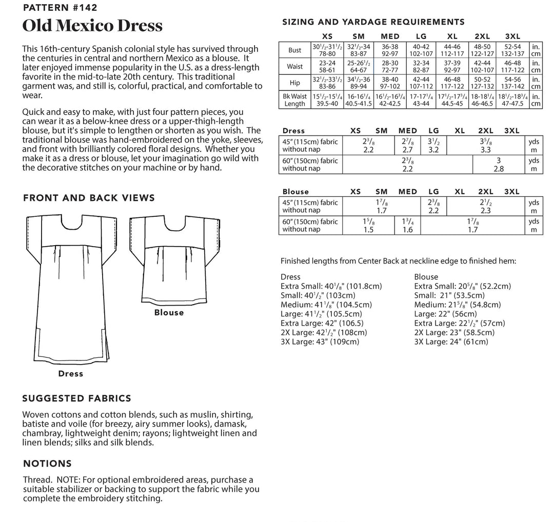 Pattern - Folkwear - Old Mexican Dress