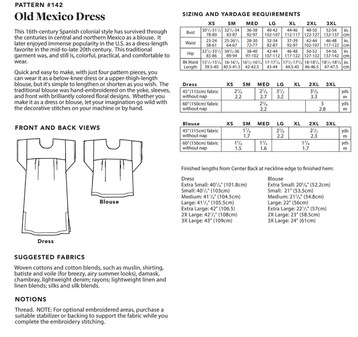 Pattern - Folkwear - Old Mexican Dress