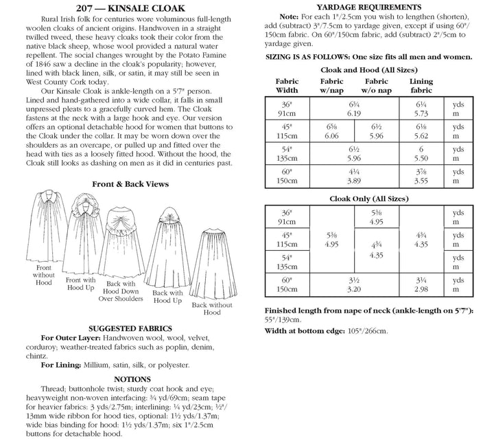 Pattern - Folkwear - Kinsale Cloak