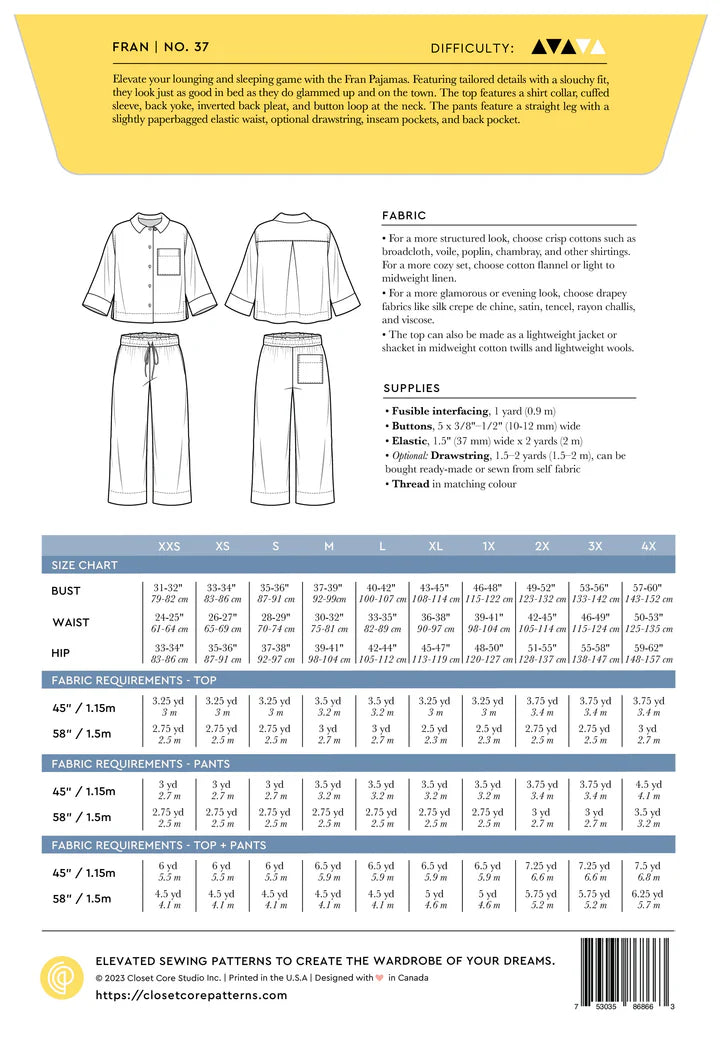 Intermediate Sewing Class - Pajama Shirt - Aug 17 &amp; 24 ( Mondays 1:30-5:30pm)