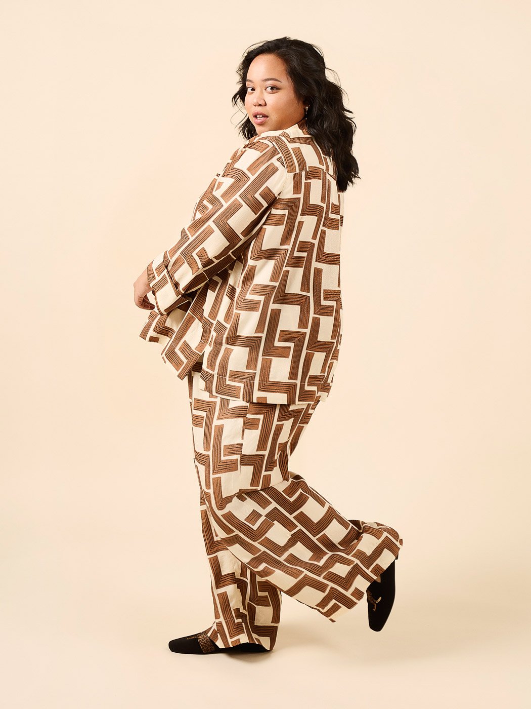 Closet Core Fran Pajamas sewing pattern – tailored two-piece pajama set with cuffed top and straight-legged bottoms