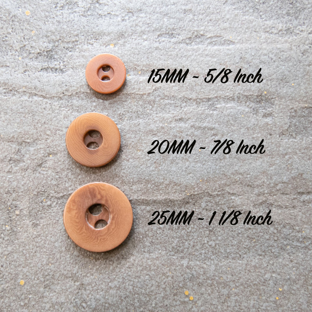 Ginger Brown Corozo Round Buttons - Sustainable Vegetable Ivory Buttons in 3 Sizes (15mm, 20mm, 25mm)