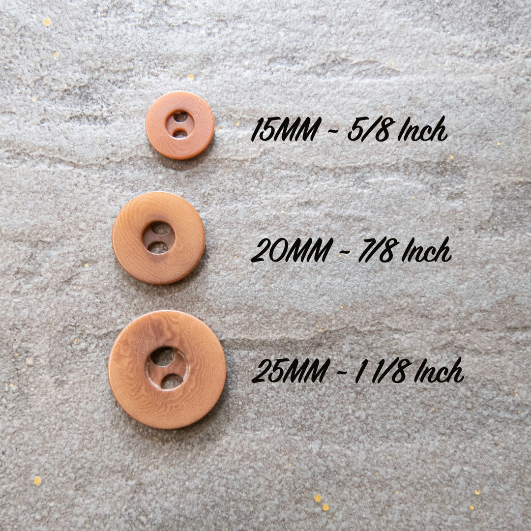Ginger Brown Corozo Round Buttons - Sustainable Vegetable Ivory Buttons in 3 Sizes (15mm, 20mm, 25mm)