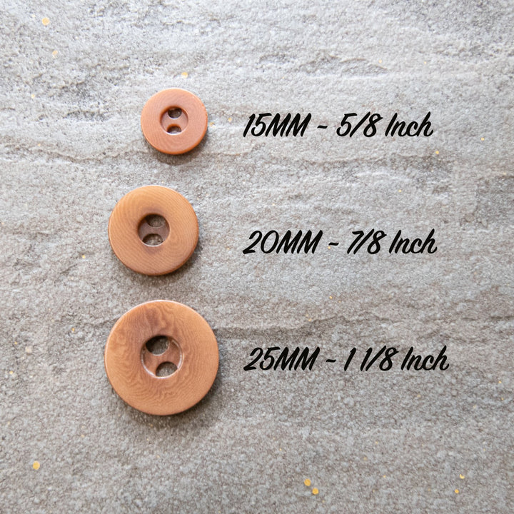 Ginger Brown Corozo Round Buttons - Sustainable Vegetable Ivory Buttons in 3 Sizes (15mm, 20mm, 25mm)
