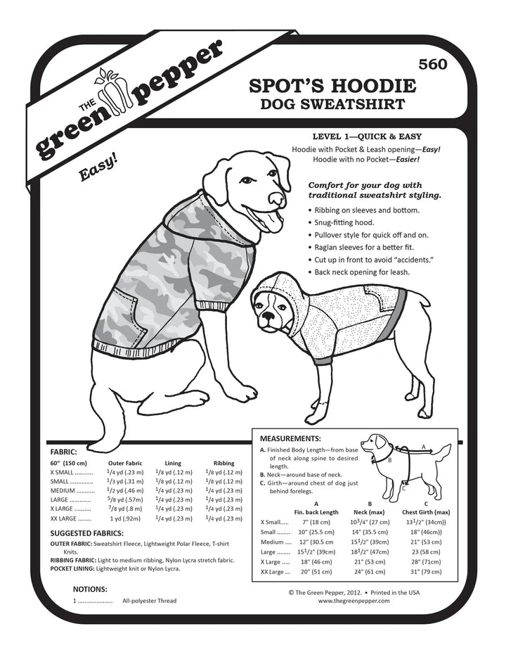 Pattern - Green Pepper - Dog Sweatshirt Pattern