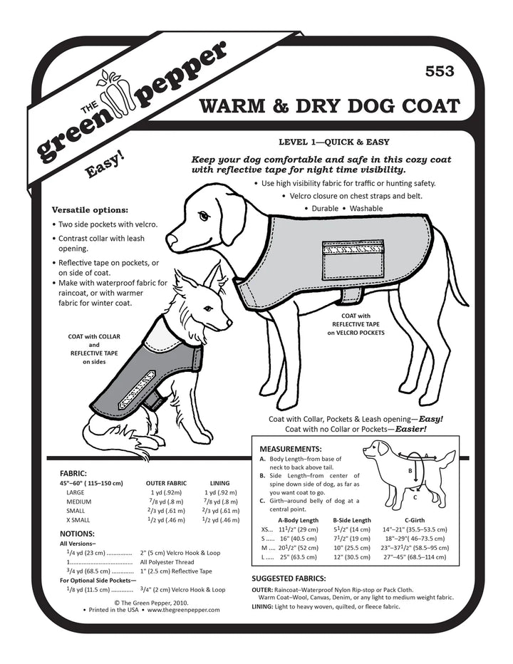 Pattern - Green Pepper - Warm & Dry Dog Coat
