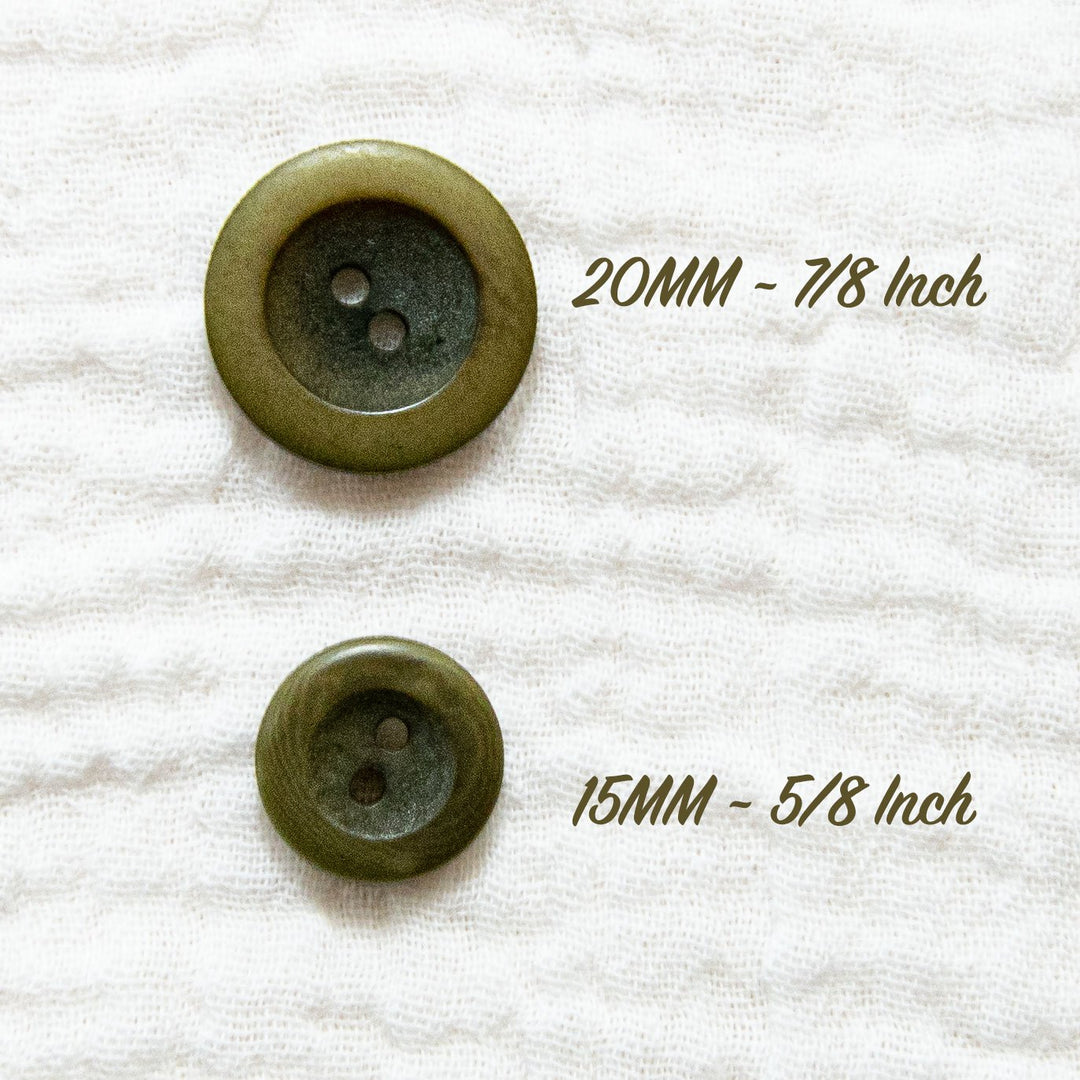 Green Matte Corozo Button – 15mm & 20mm – Sustainable Two-Hole Sewing Button