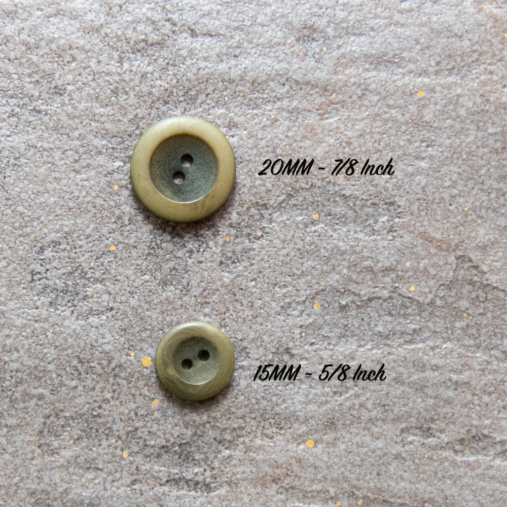 Green Matte Corozo Button – 15mm & 20mm – Sustainable Two-Hole Sewing Button