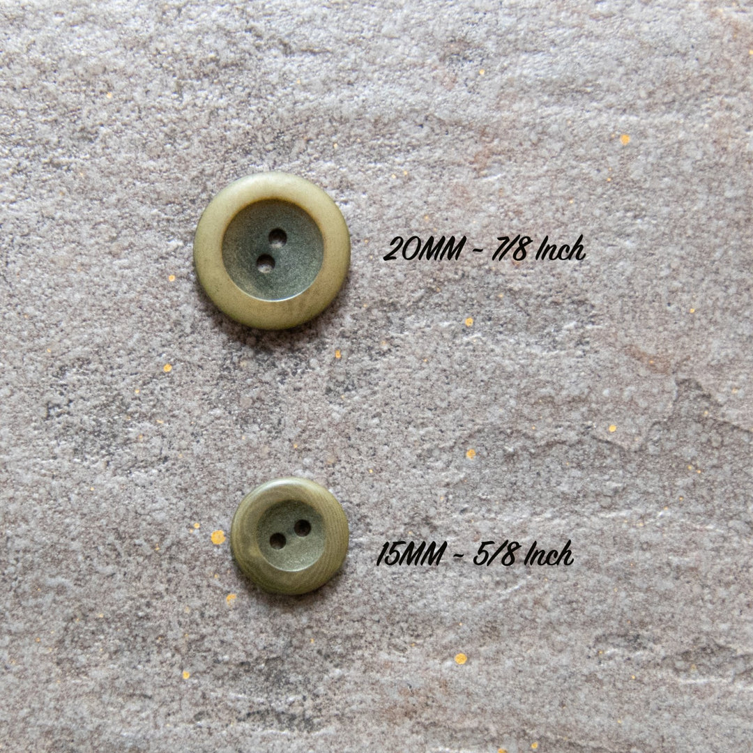 Green Matte Corozo Button – 15mm & 20mm – Sustainable Two-Hole Sewing Button
