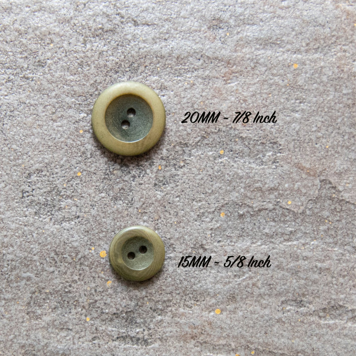 Green Matte Corozo Button – 15mm & 20mm – Sustainable Two-Hole Sewing Button