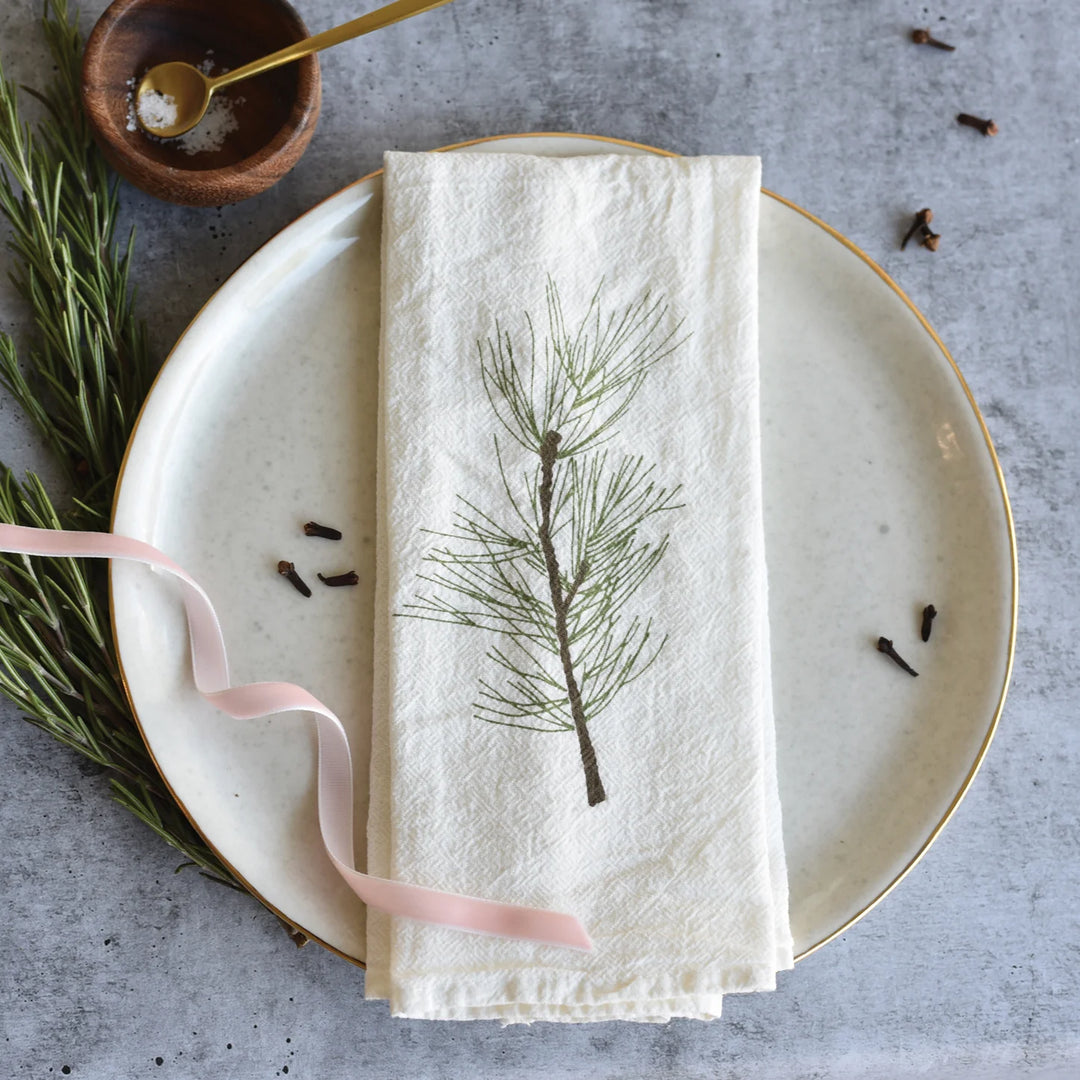 Handpainted Napkins (Set of 4) - Winter Greens
