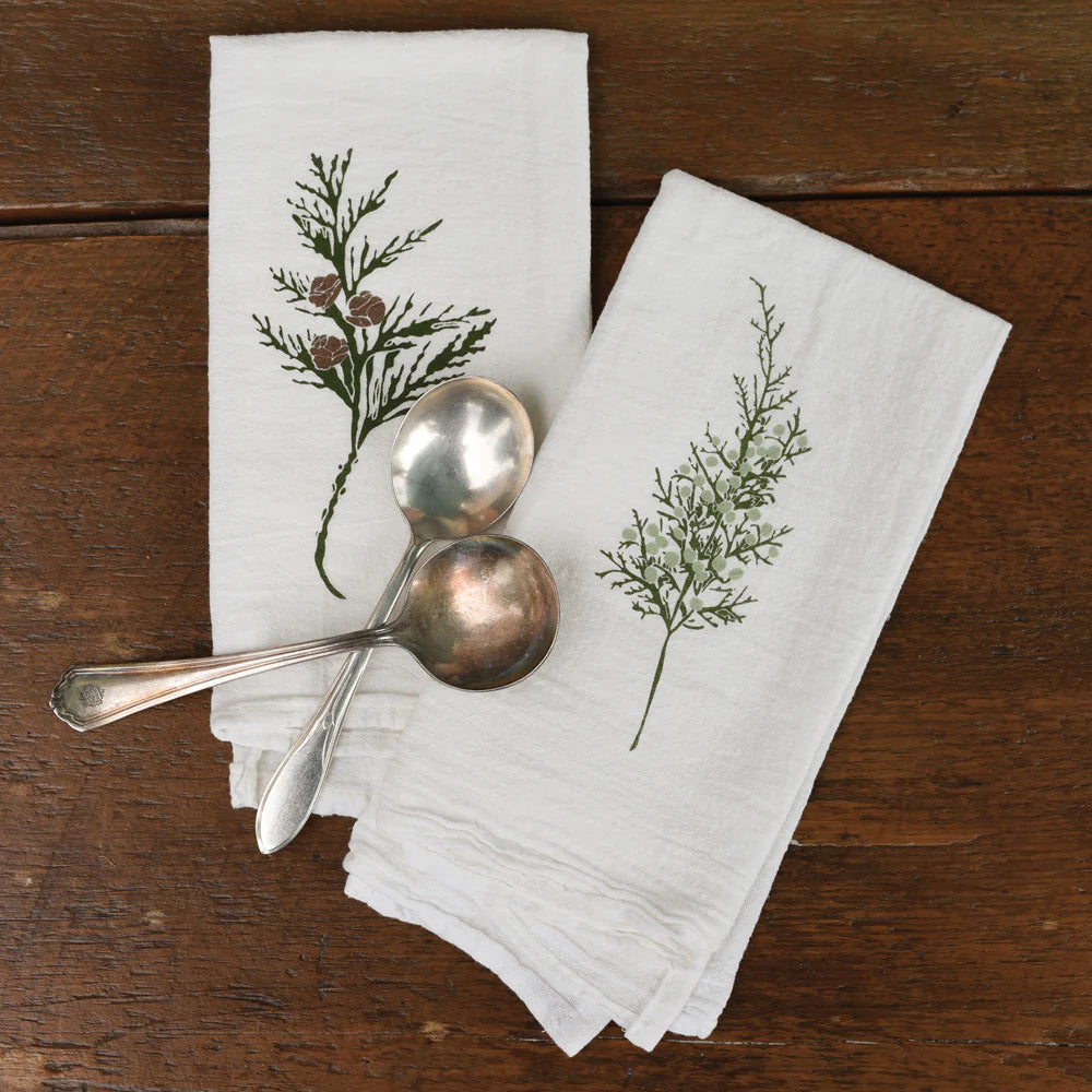 Handpainted Napkins (Set of 4) - Winter Greens