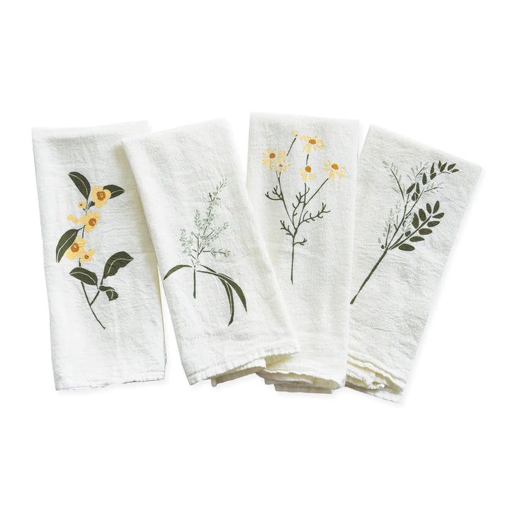 Handpainted Napkins (Set of 4) - Herbal Tea Garden