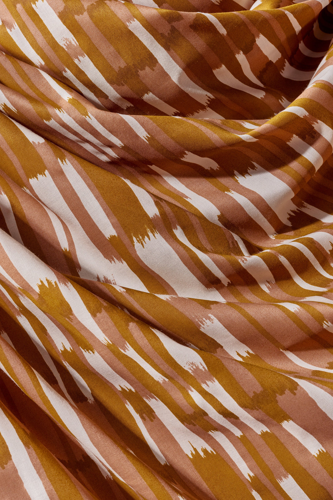 Viscose Challis - Imany Pecan Pie - Ochre and White