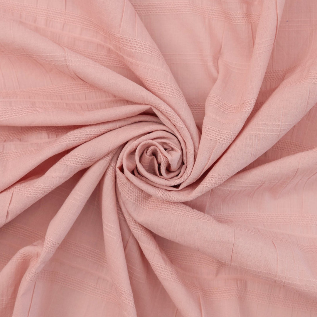 Isabel Crinkle Strata Cotton Fabric in Rose with Crinkled Stripes