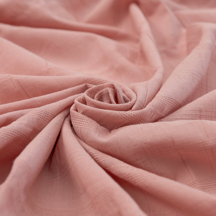 Isabel Crinkle Strata Cotton Fabric in Rose with Crinkled Stripes