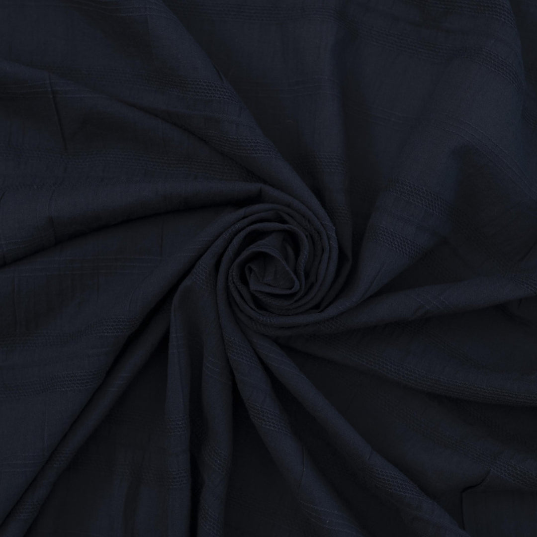 Isabel Crinkle Strata Cotton Fabric in Navy