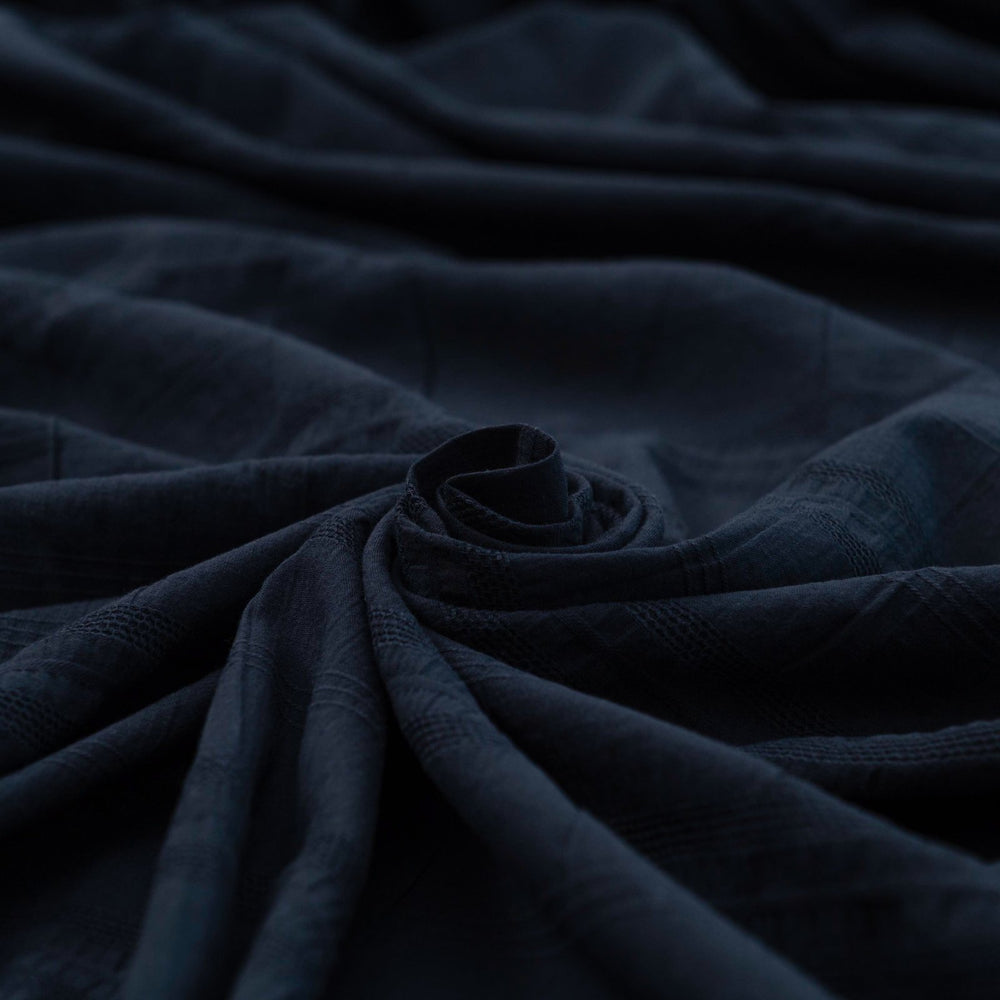 Isabel Crinkle Strata Cotton Fabric in Navy