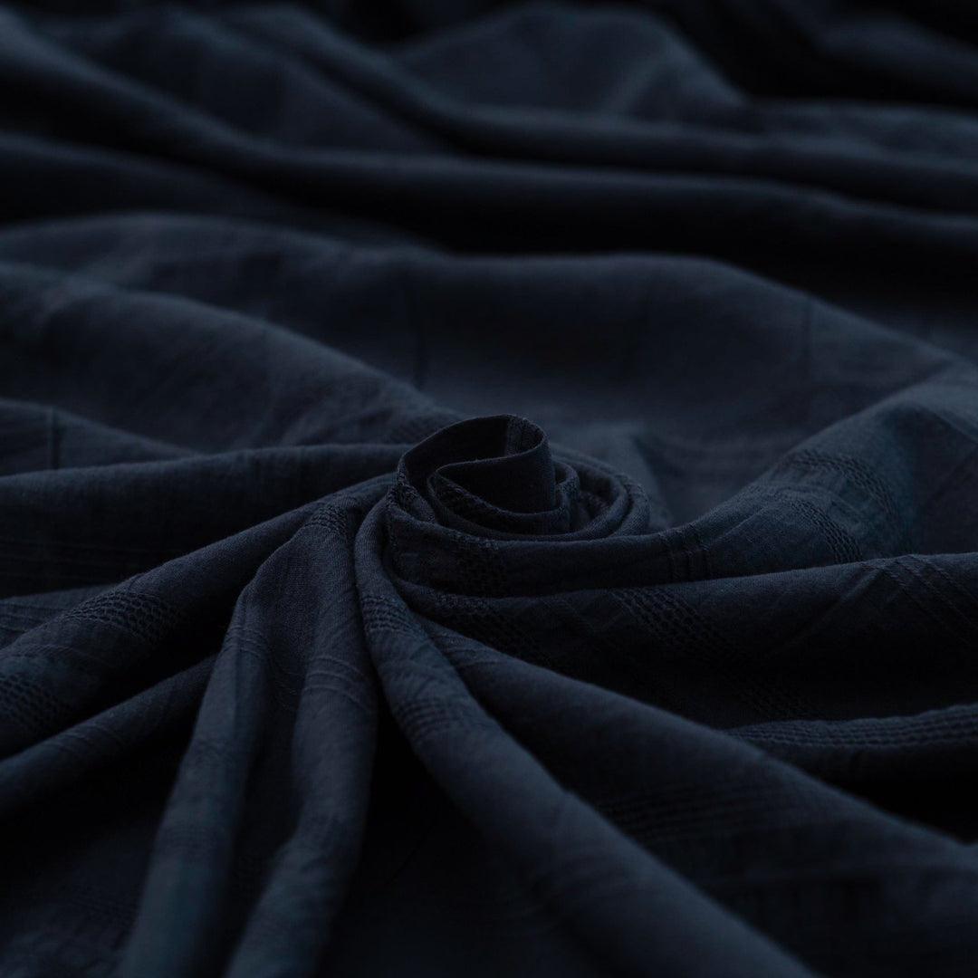 Isabel Crinkle Strata Cotton Fabric in Navy