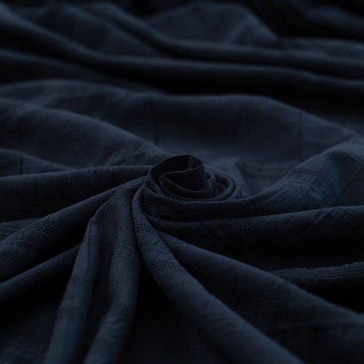 Isabel Crinkle Strata Cotton Fabric in Navy