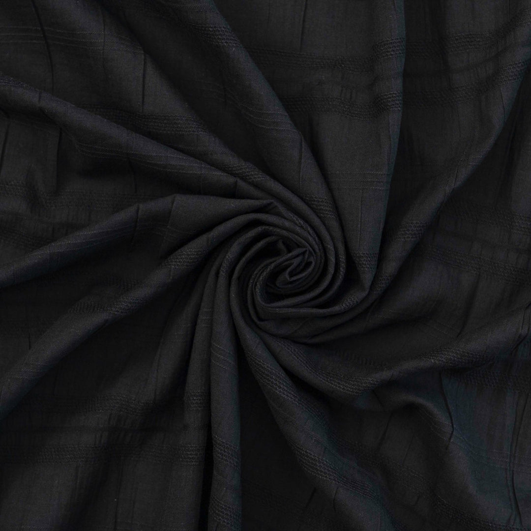 Isabel Crinkle Strata Cotton Fabric in Black