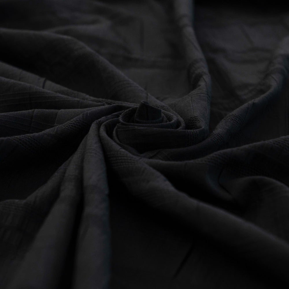 Isabel Crinkle Strata Cotton Fabric in Black