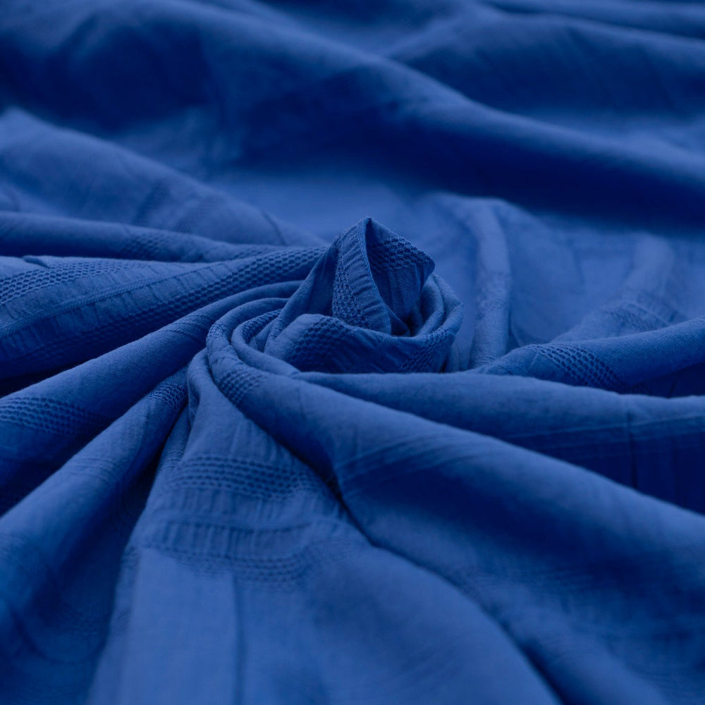 Isabel Crinkle Strata Cotton Fabric in Cobalt