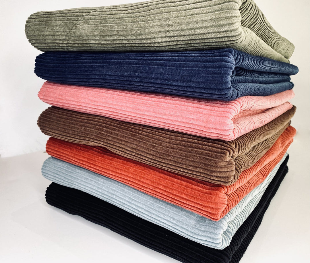 Root beer brown 5 wale cotton corduroy fabric - wide width soft textile for sewing autumn jackets and pants
