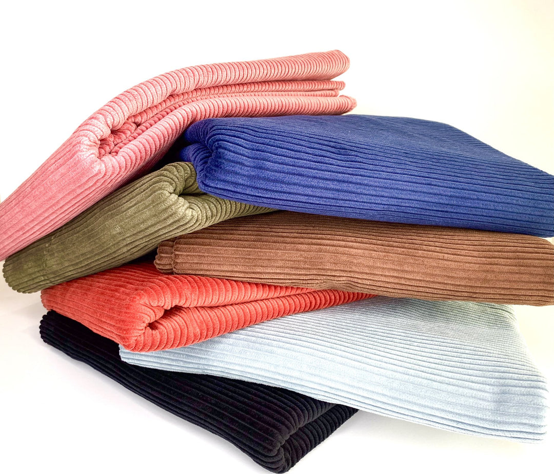 Sangria red 5 wale cotton corduroy fabric - wide width soft textile for sewing stylish jackets and pants