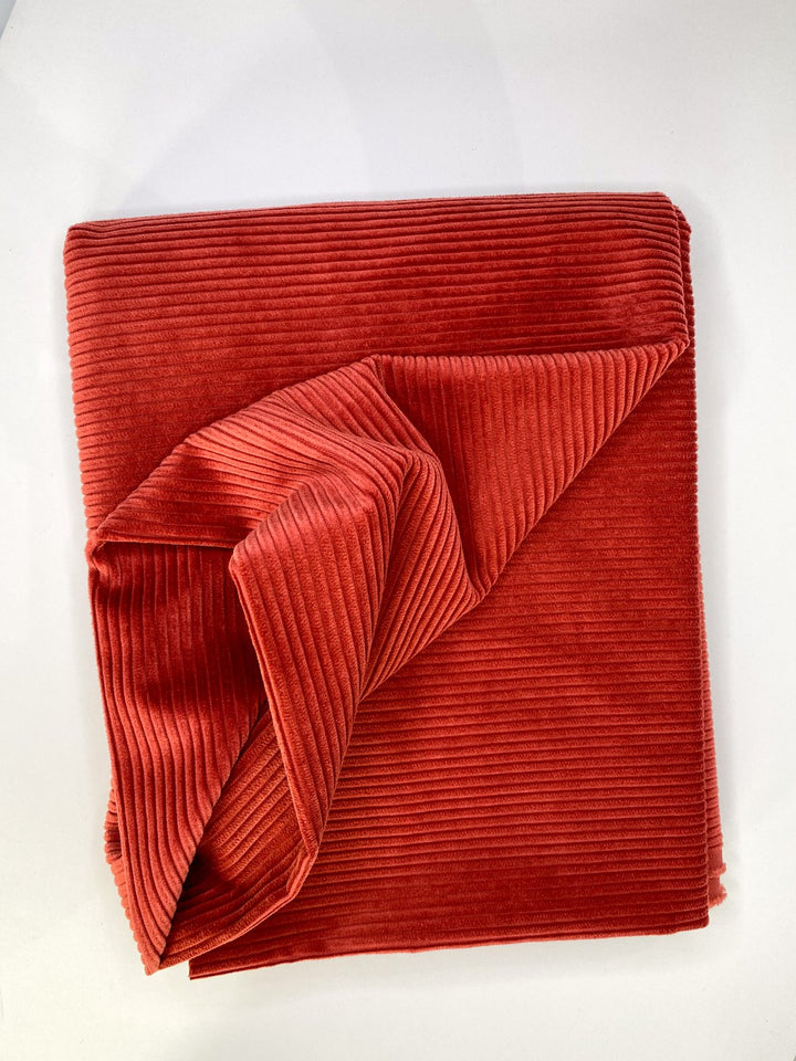 Sangria red 5 wale cotton corduroy fabric - wide width soft textile for sewing stylish jackets and pants