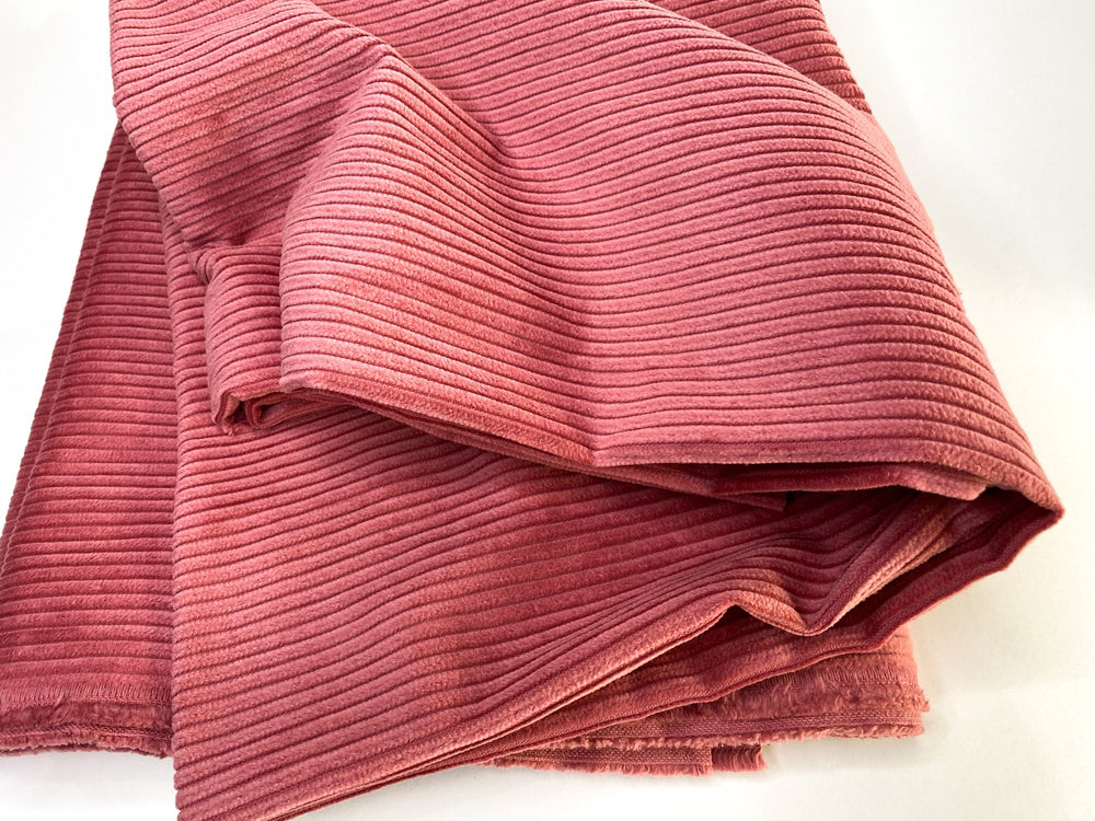 Dusty rose 5 wale cotton corduroy fabric - wide width soft textile for sewing jackets and skirts