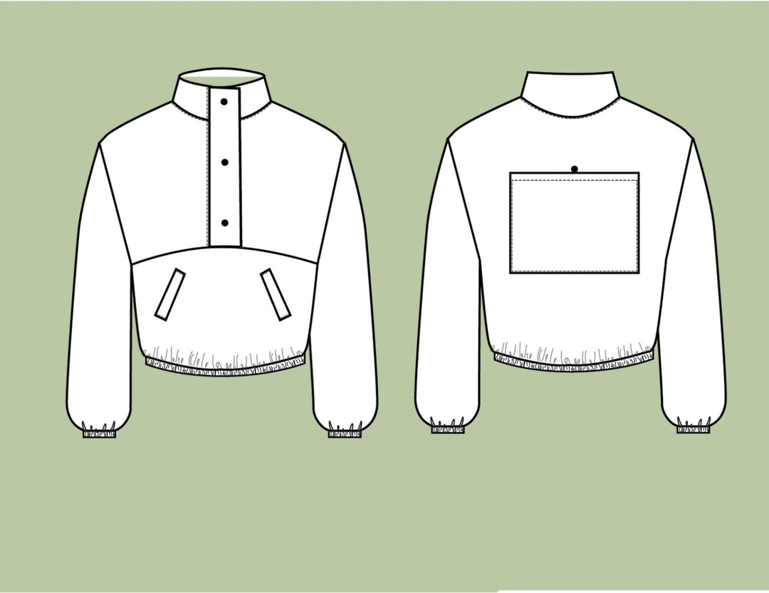 Friday Pattern Co. Pogonip Pullover sewing pattern – unlined jacket with welt pockets and packable option for outdoor adventures