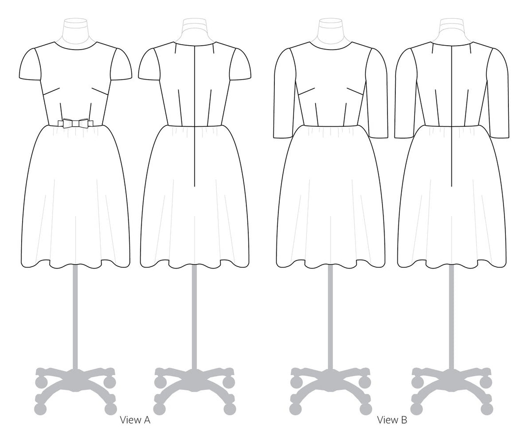 Christine Haynes Emery Dress sewing pattern – vintage fit-and-flare dress with in-seam pockets and two sleeve options
