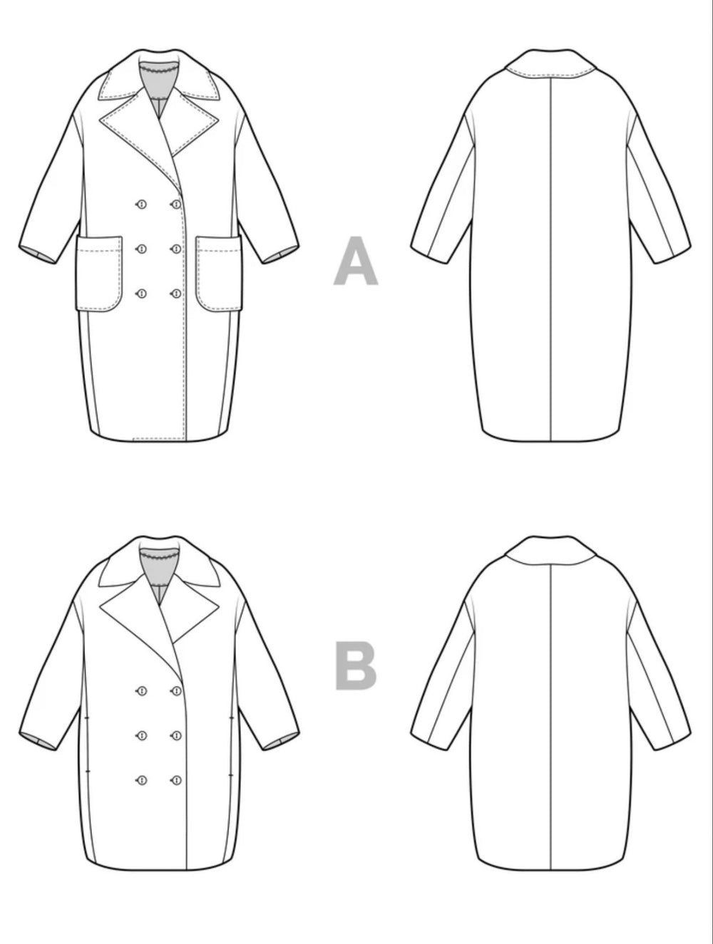 Closet Core Phoebe Coat sewing pattern in oversized double-breasted style