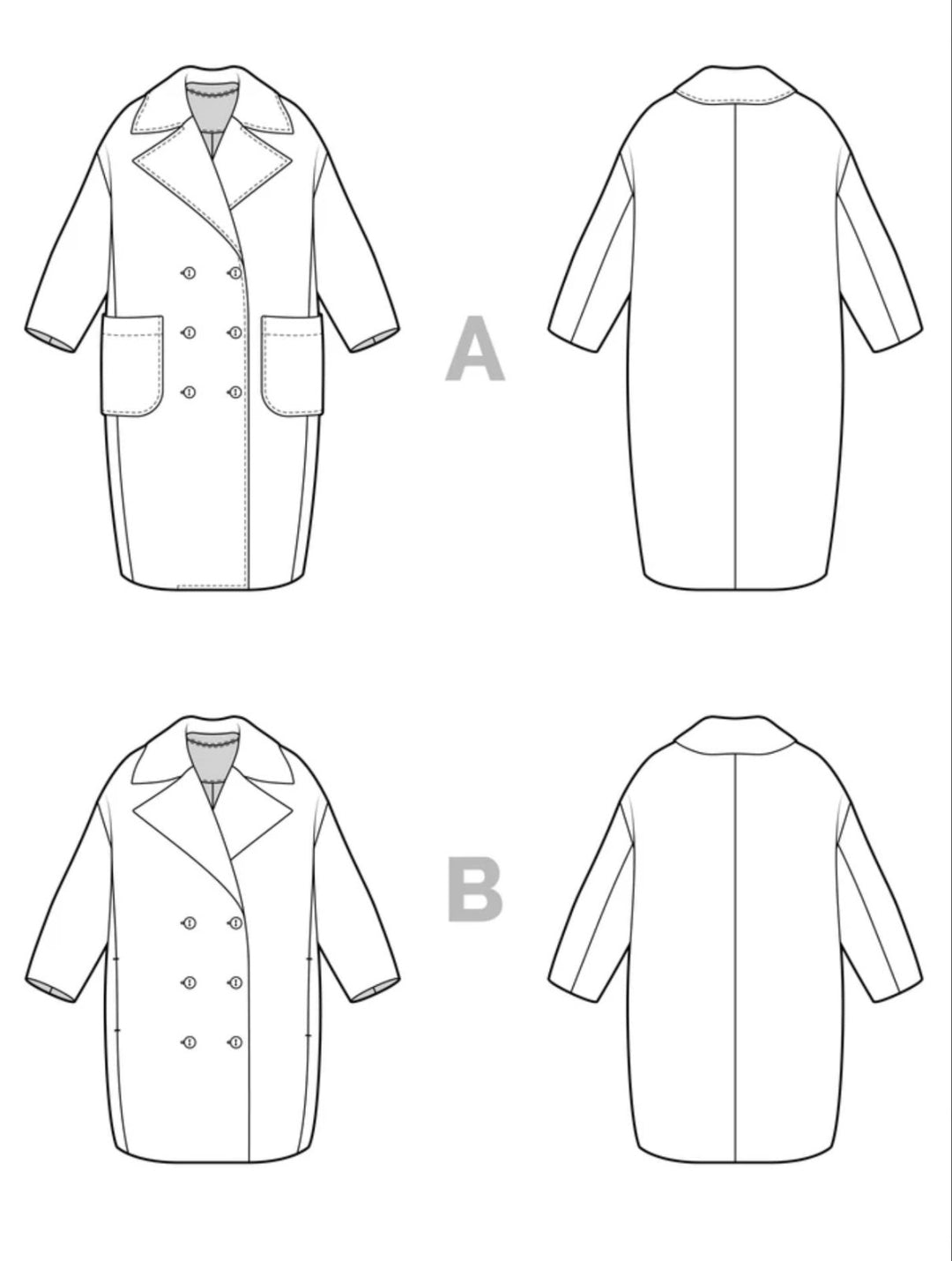 Closet Core Phoebe Coat sewing pattern in oversized double-breasted style