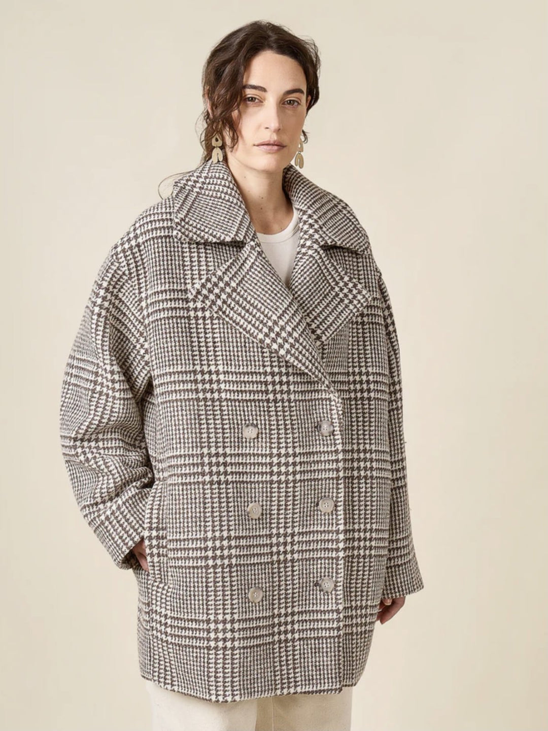 Closet Core Phoebe Coat sewing pattern in oversized double-breasted style